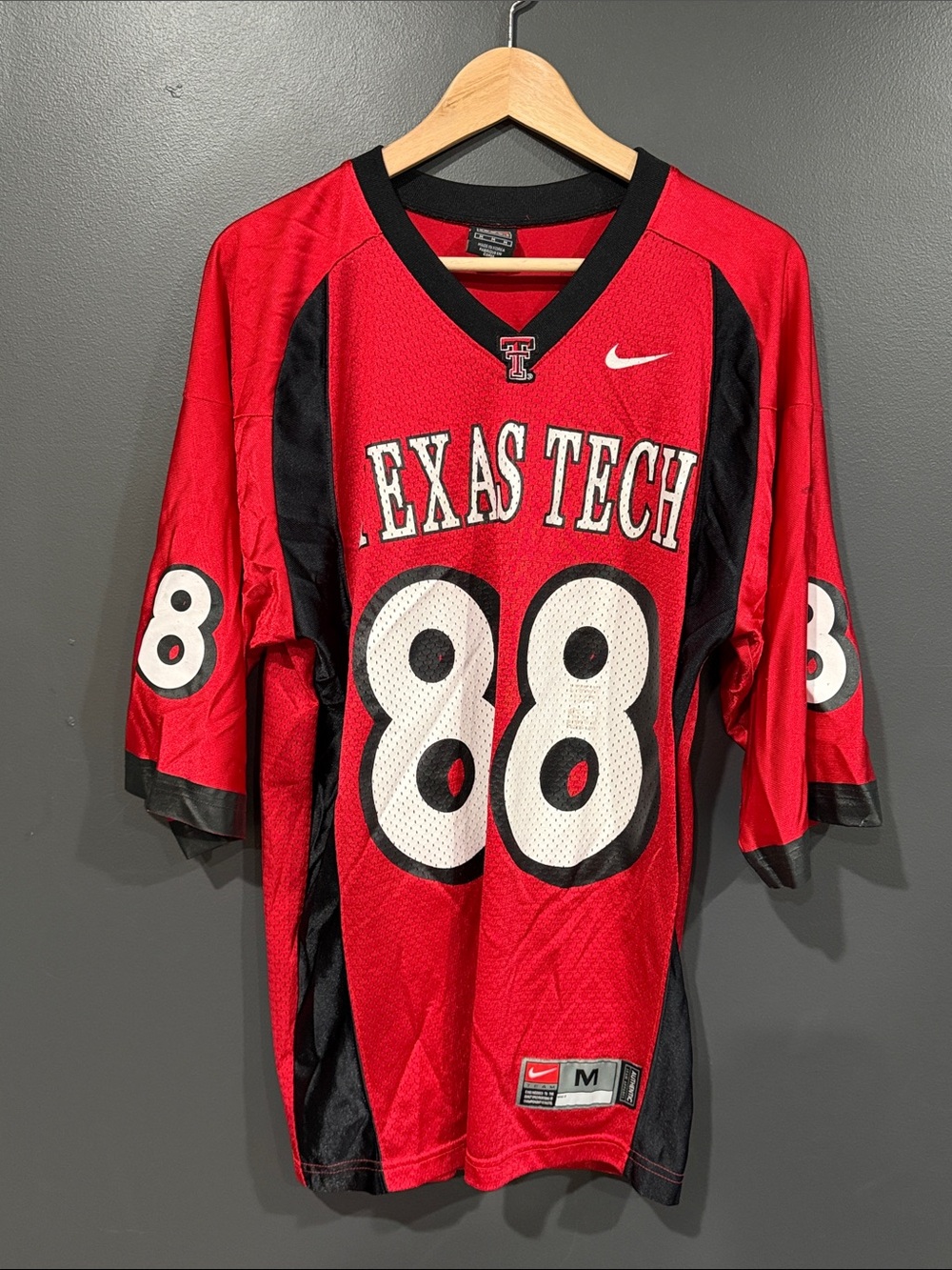 Nike Red and Black Texas Tech Football Jersey with White Numbers